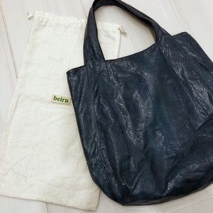 Navy Blue Snakeskin Beirn Tote